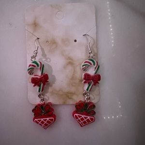 Elegant candy cane Christmas ornament dangled earrings